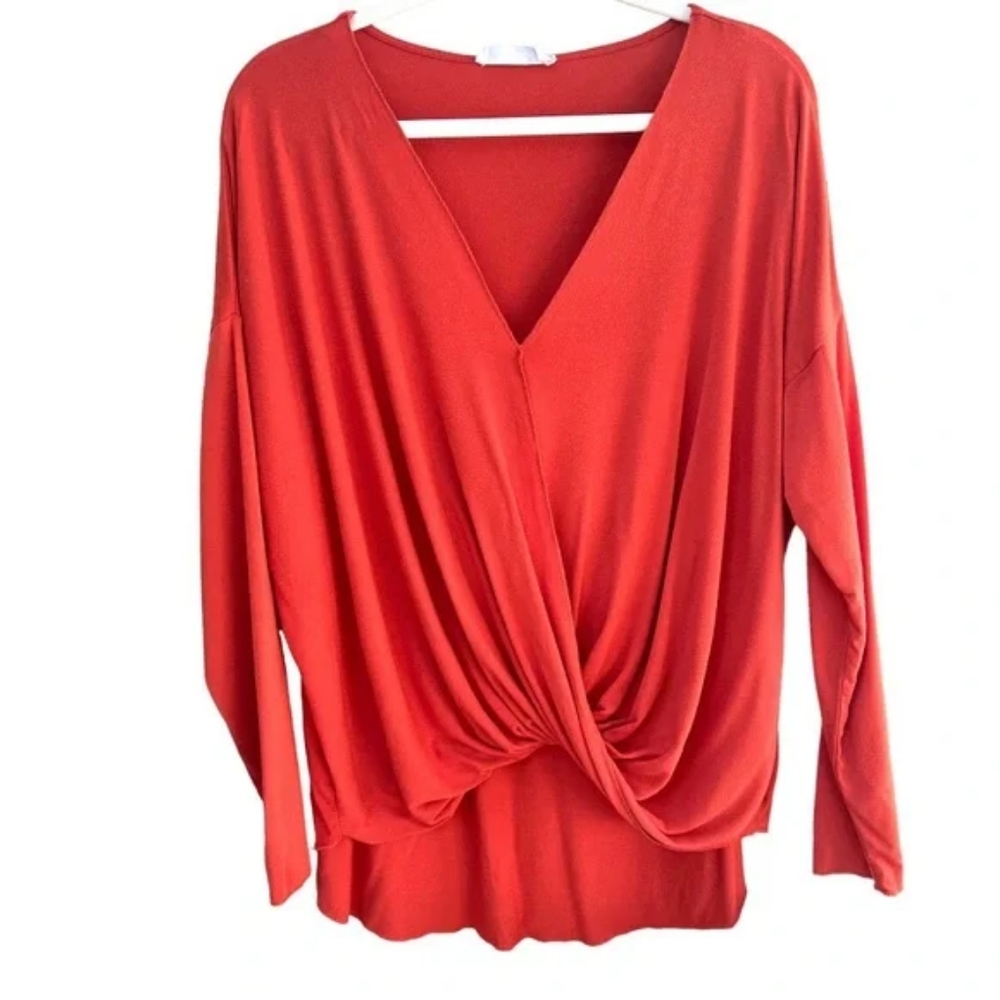 Double Zero Long Sleeve Slouchy Wrap Blouse.